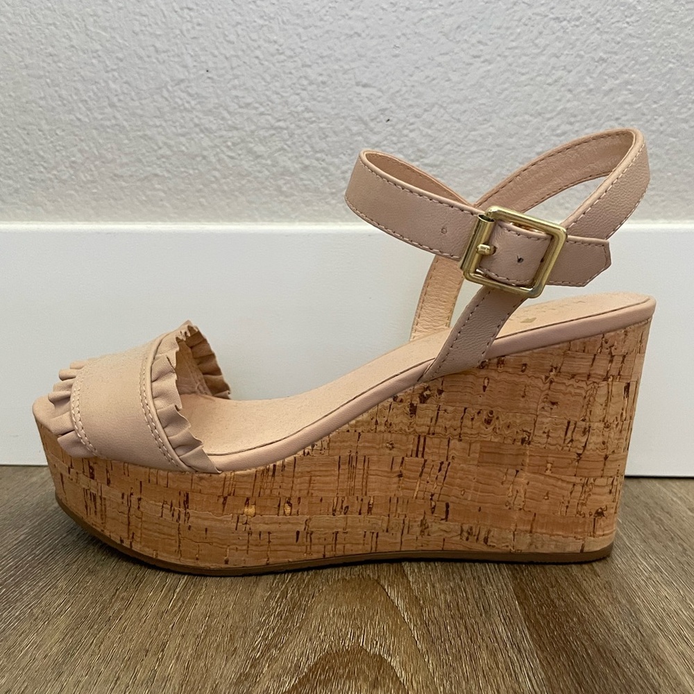 Kate Spade Tan Wedge Sandals with Ankle Strap